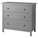 HEMNES Chest of 3 drawers - grey stained 108x96 cm